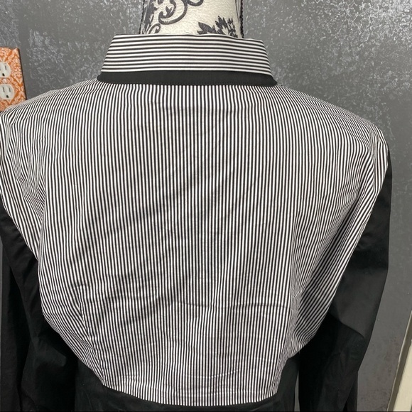 Per Se by Carlisle black white color block button up collared dress shirt career - Picture 8 of 12